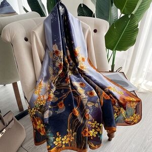 Miss Remi Long Elegant Floral Silky Scarf